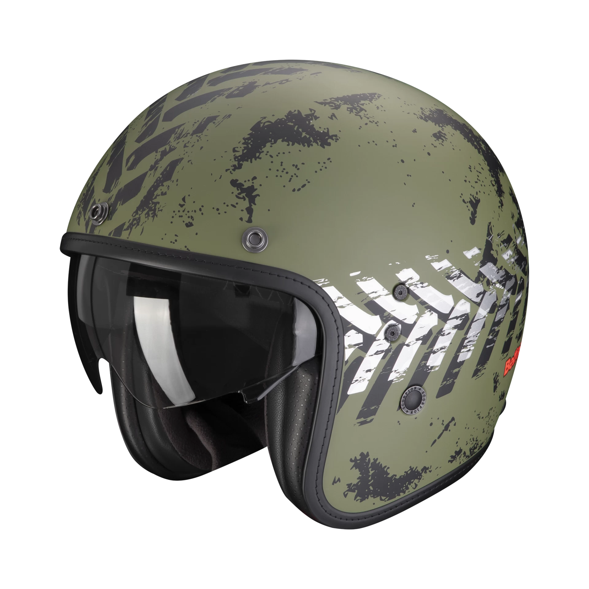 Scorpion Belfast Evo Nevada Mat Groen Zilver Jet Helm